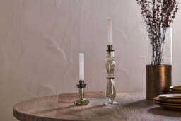 nkuku Tharad Recycled Glass Candle Holder - Candles Holders & Lanterns - Tall - Smoke