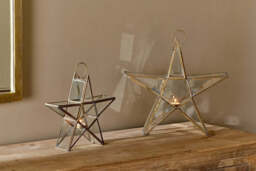 nkuku Sanwi Standing Star Brass - Christmas Decorations - Antique Brass - Small 26.5 x 28 x 7 cm