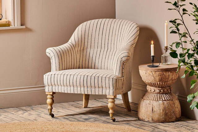 nkuku Sanja Stripe Armchair - Seating - One Size - Charcoal Stripe