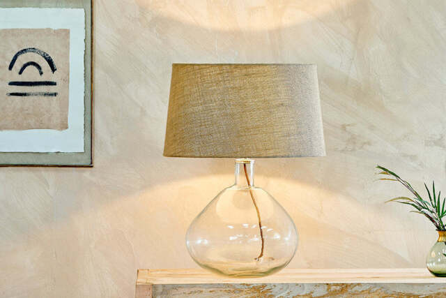 nkuku Baba Recycled Glass Lamp - Lamps - Large Wide - Clear