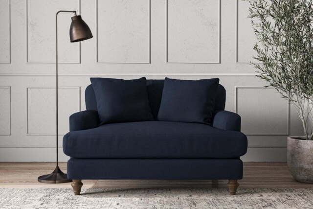 nkuku Deni Love Seat - Make To Order - Brera Linen Indigo - No Colour