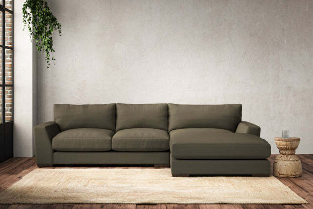 nkuku Guddu Right Hand Chaise Sofa - Make To Order - Medium - Recycled Cotton Fatigue
