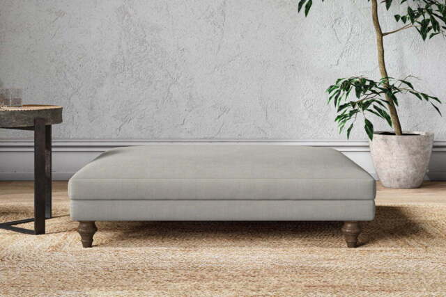 nkuku Marri Dining Footstool - Make To Order - Grand - Brera Linen Smoke