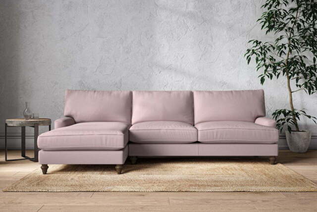 nkuku Marri Left Hand Chaise Sofa - Make To Order - Grand - Recycled Cotton Lavender