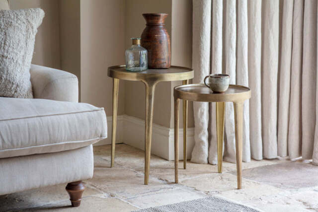 nkuku Rohia Cast Metal Side Table - Tables - Small - Brass