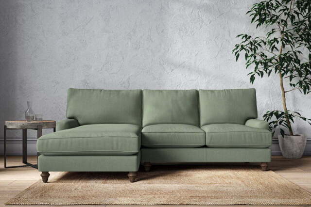 nkuku Marri Left Hand Chaise Sofa - Make To Order - Large - Brera Linen Jade