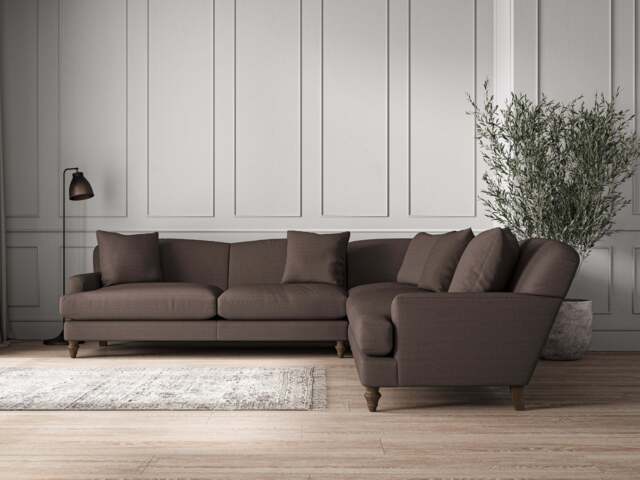nkuku Deni Corner Sofa - Make To Order - Grand - Recycled Cotton Mocha
