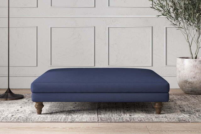 nkuku Deni Dining Footstool - Make To Order - Grand - Recycled Cotton Navy