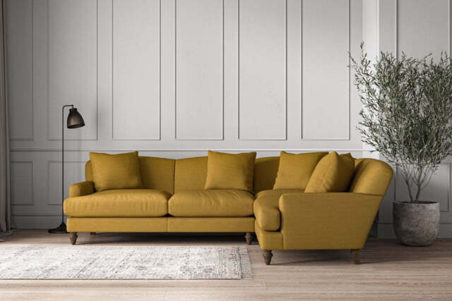 nkuku Deni Large Right Hand Corner Sofa - Make To Order - Recycled Cotton Ochre - No Colour
