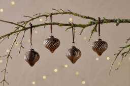 nkuku Varu Baubles Set Of 4 - Christmas Decorations - Black/Gold