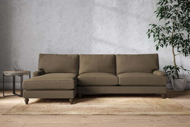 nkuku Marri Left Hand Chaise Sofa - Make To Order - Grand - Brera Linen Chestnut