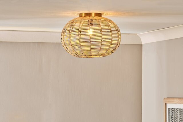 nkuku Noko Rattan Flush Ceiling Light - Lights - One Size - Natural