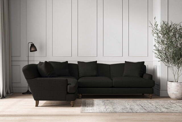 nkuku Deni Large Left Hand Corner Sofa - Make To Order - Brera Linen Charcoal - No Colour