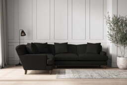 nkuku Deni Large Left Hand Corner Sofa - Make To Order - Brera Linen Charcoal - No Colour