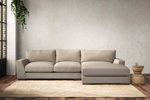 nkuku Guddu Right Hand Chaise Sofa - Make To Order - Medium - Recycled Cotton Stone