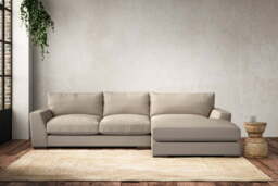 nkuku Guddu Right Hand Chaise Sofa - Make To Order - Medium - Recycled Cotton Stone