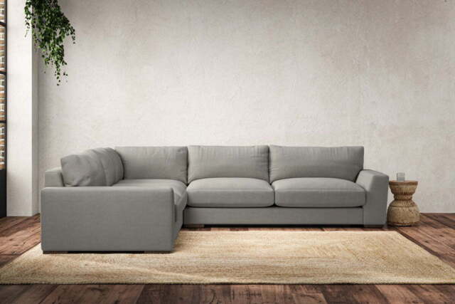 nkuku Guddu Left Hand Corner Sofa - Make To Order - Large - Brera Linen Smoke