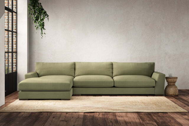 nkuku Guddu Left Hand Chaise Sofa - Make To Order - Grand - Brera Linen Sage
