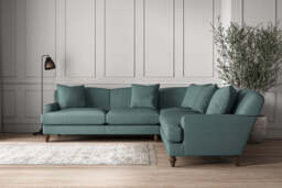 nkuku Deni Large Corner Sofa - Make To Order - Recycled Cotton Teal - Recycled Cotton Airforce