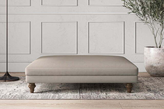 nkuku Deni Dining Footstool - Make To Order - Grand - Recycled Cotton Flax