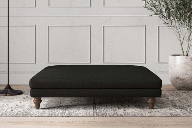 nkuku Deni Dining Footstool - Make To Order - Grand - Brera Linen Charcoal