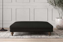 nkuku Deni Dining Footstool - Make To Order - Grand - Brera Linen Charcoal