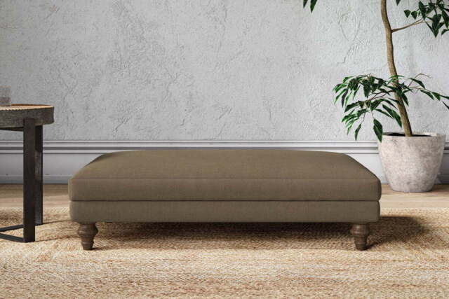 nkuku Marri Dining Footstool - Make To Order - Large - Brera Linen Chestnut