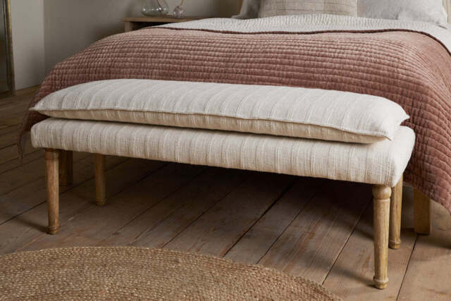 nkuku Kiana Cotton Upholstered Bench - Seating - One Size - Natural