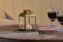 nkuku Maro Brass Lantern - Candles Holders & Lanterns - Small - Antique Brass