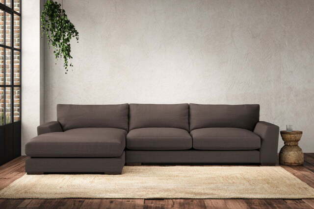 nkuku Guddu Left Hand Chaise Sofa - Make To Order - Large - Recycled Cotton Mocha