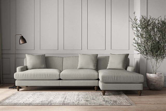 nkuku Deni Right Hand Chaise Sofa - Make To Order - Grand - Brera Linen Smoke