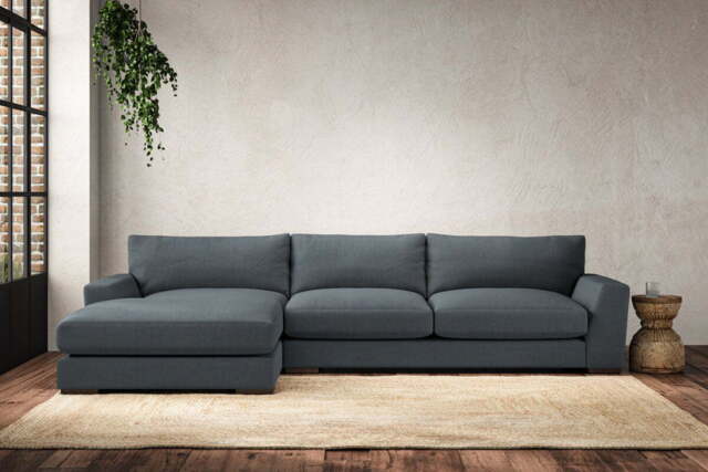 nkuku Guddu Left Hand Chaise Sofa - Make To Order - Large - Brera Linen Dusk