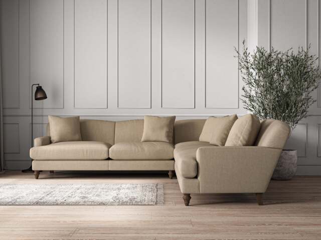 nkuku Deni Corner Sofa - Make To Order - Grand - Brera Linen Pebble
