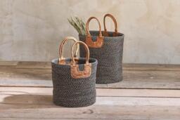 nkuku Indra Coil Basket - Storage - Small - Charcoal
