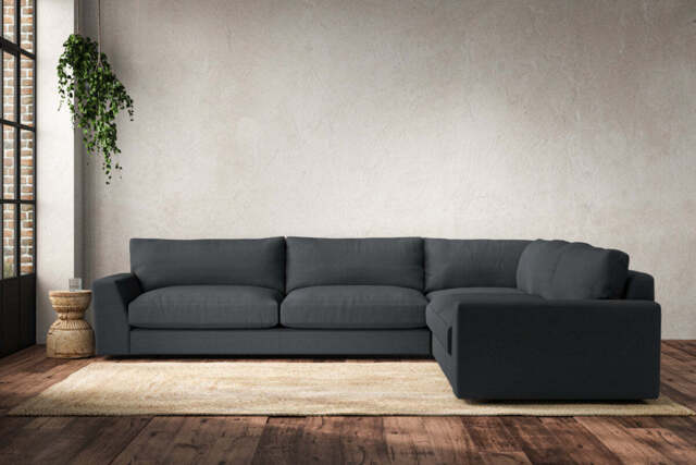 nkuku Guddu Right Hand Corner Sofa - Make To Order - Grand - Recycled Cotton Thunder