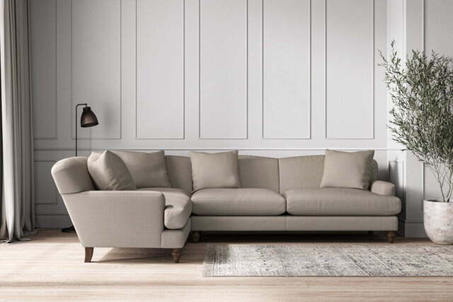nkuku Deni Left Hand Corner Sofa - Make To Order - Grand - Recycled Cotton Flax