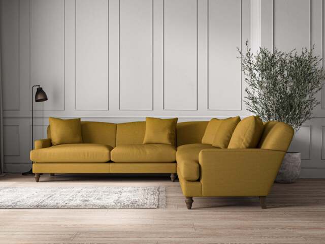 nkuku Deni Corner Sofa - Make To Order - Grand - Recycled Cotton Ochre