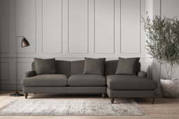 nkuku Deni Large Right Hand Chaise Sofa - Make To Order - Brera Linen Granite - No Colour