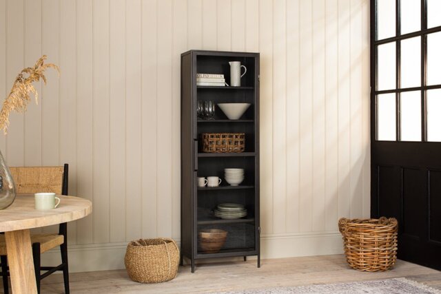 nkuku Takua Iron Cabinet - Storage Furniture - Narrow - Dark Grey