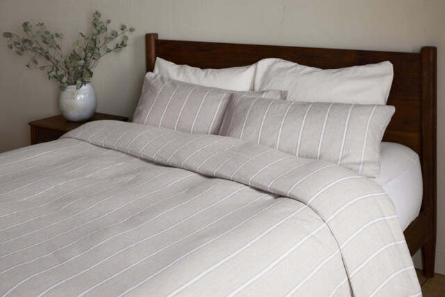 nkuku Mora Hemp & Cotton Duvet Cover - Textiles - Double - Stone Grey