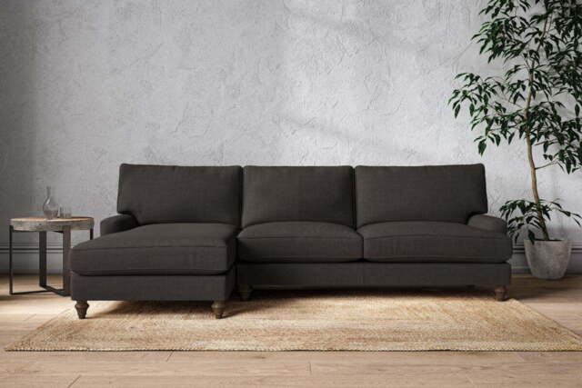 nkuku Marri Left Hand Chaise Sofa - Make To Order - Grand - Brera Linen Espresso