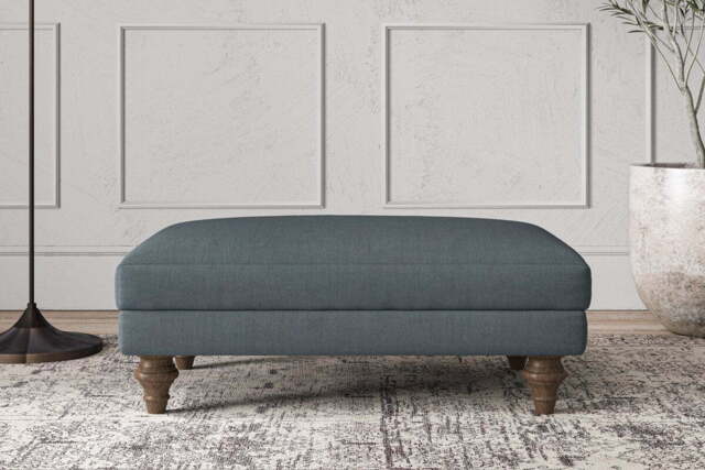 nkuku Deni Dining Footstool - Make To Order - Medium - Brera Linen Dusk