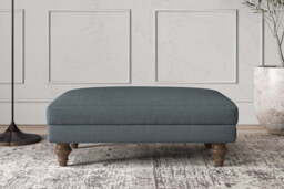 nkuku Deni Dining Footstool - Make To Order - Medium - Brera Linen Dusk