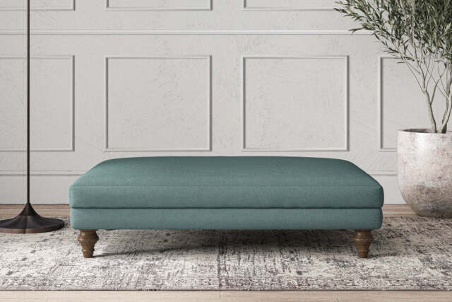 nkuku Deni Dining Footstool - Make To Order - Large - Recycled Cotton Airforce