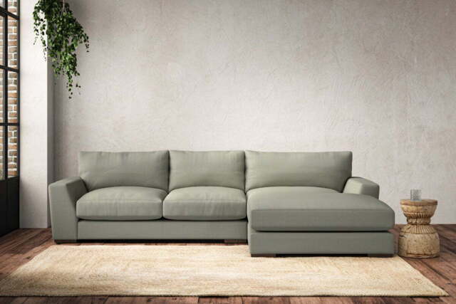 nkuku Guddu Right Hand Chaise Sofa - Make To Order - Medium - Recycled Cotton Seaspray