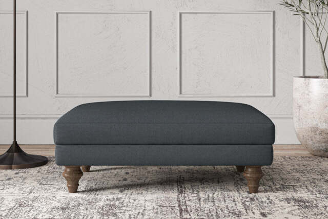 nkuku Deni Dining Footstool - Make To Order - Medium - Recycled Cotton Thunder