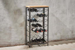 nkuku Obra Industrial Wine Rack - Storage Furniture - Large - Mango Wood And Iron