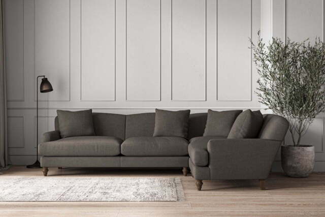 nkuku Deni Right Hand Corner Sofa - Make To Order - Grand - Brera Linen Granite