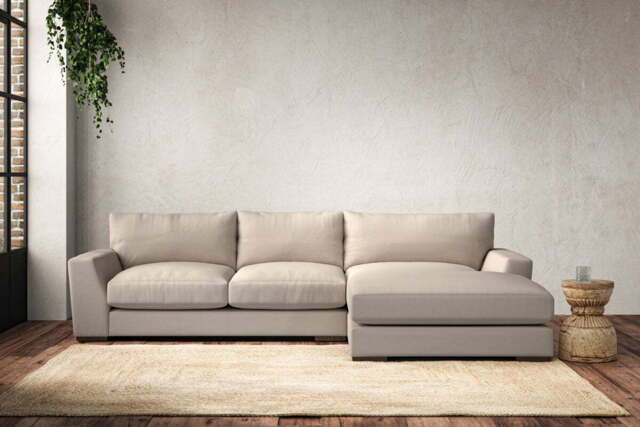 nkuku Guddu Right Hand Chaise Sofa - Make To Order - Medium - Recycled Cotton Natural
