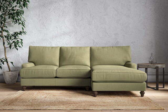 nkuku Marri Large Right Hand Chaise Sofa - Make To Order - Brera Linen Sage - No Colour